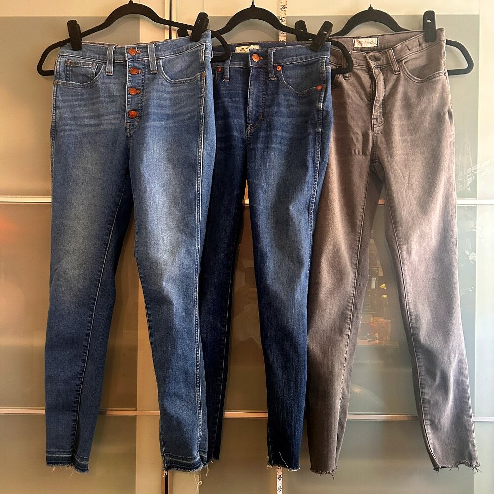 Set of 3!!! Madewell Skinny Jeans – Size 27 – Raw Hem – Mid & High Rise Stretch